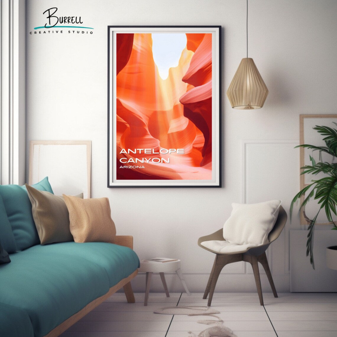 Antelope Canyon Arizona Slot Canyon Light Beams Scenic Poster - Image 3