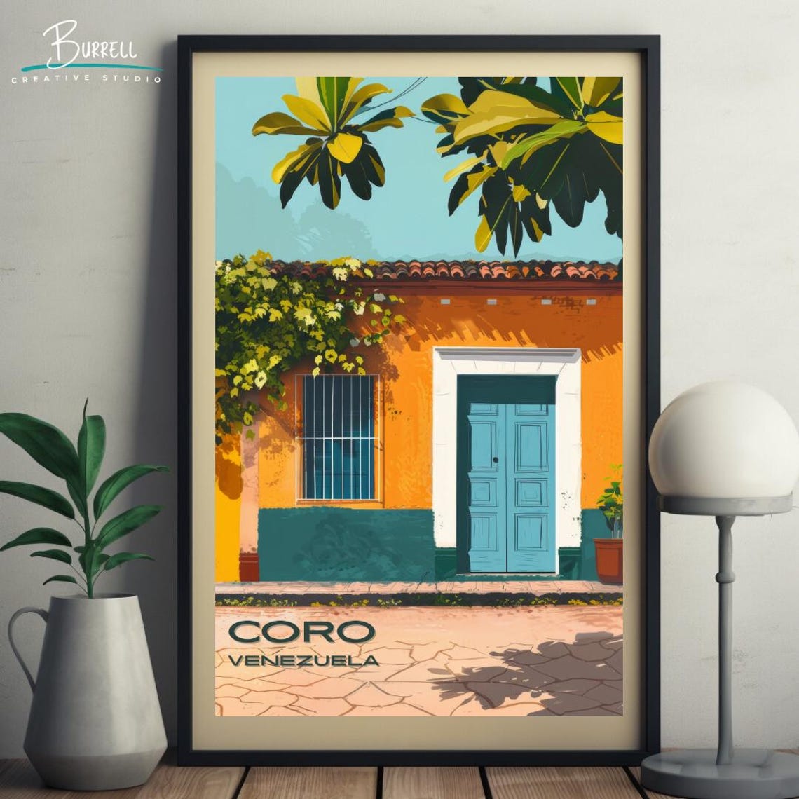 Coro Venezuela Colonial Door Architecture Orange House Travel Poster - Image 5