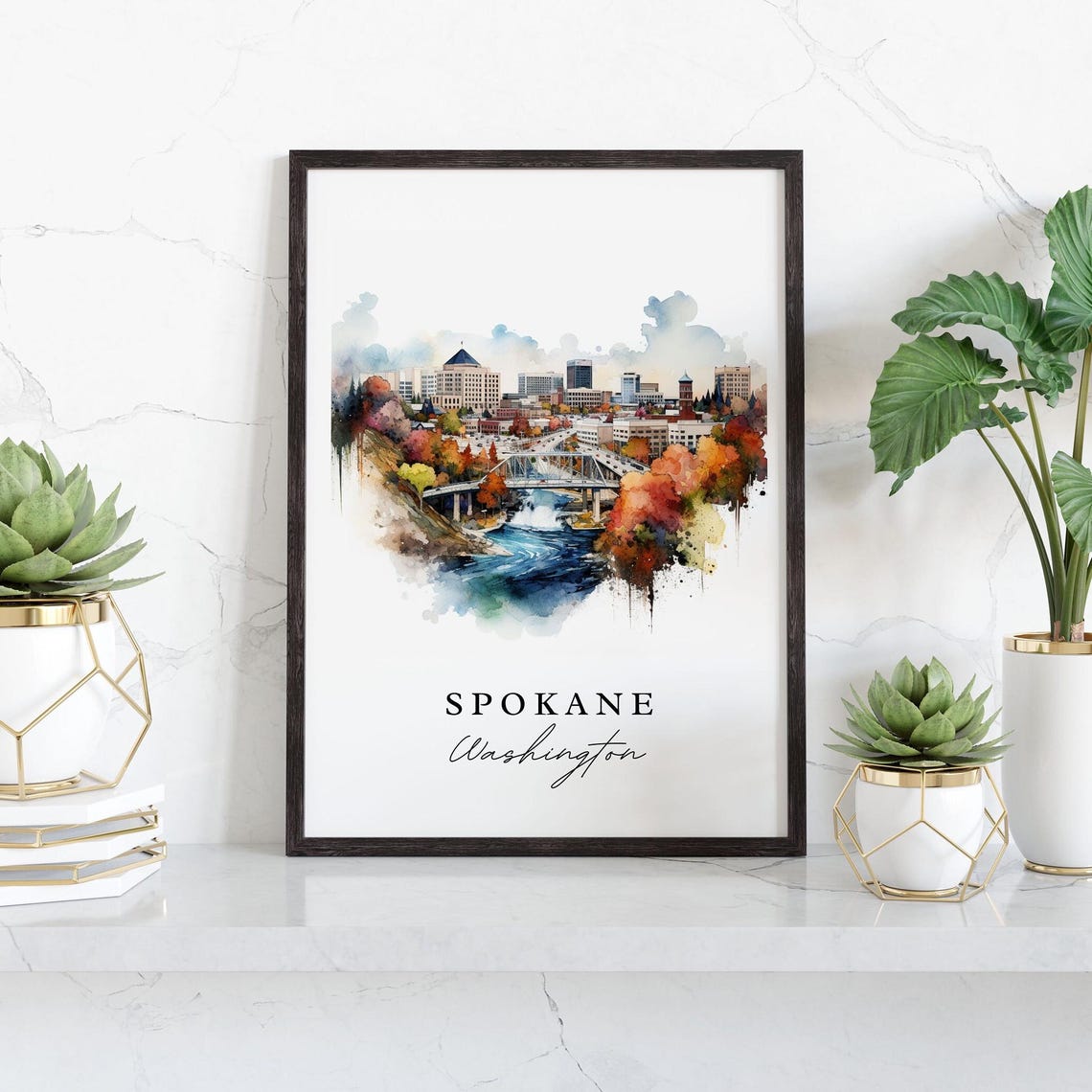 Spokane WA Personalized Washington Art Print - Image 2
