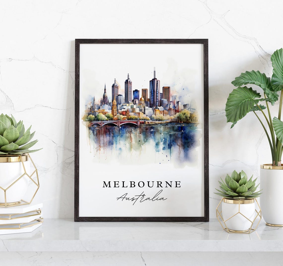Melbourne Traditional Travel Poster, Australia Custom Text