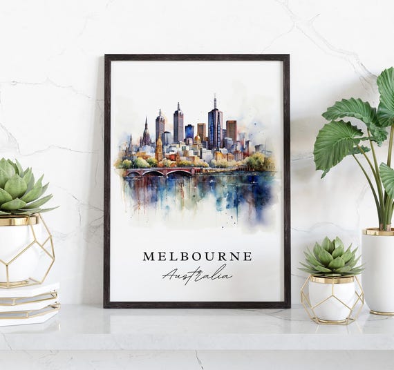 Melbourne Traditional Travel Poster, Australia Custom Text