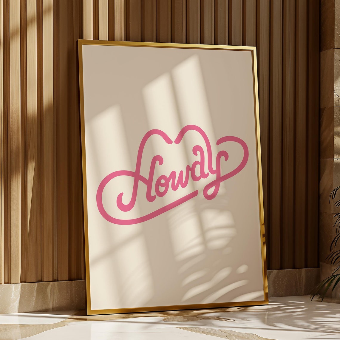 Howdy Pink Retro Script Poster Cowboy Hat Western Greeting Design