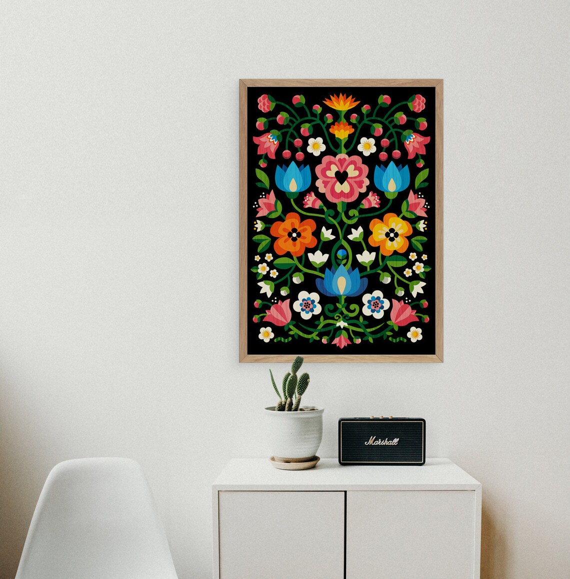 Mountain Flowers Art Print, Folk Motif Home Decor - Image 2