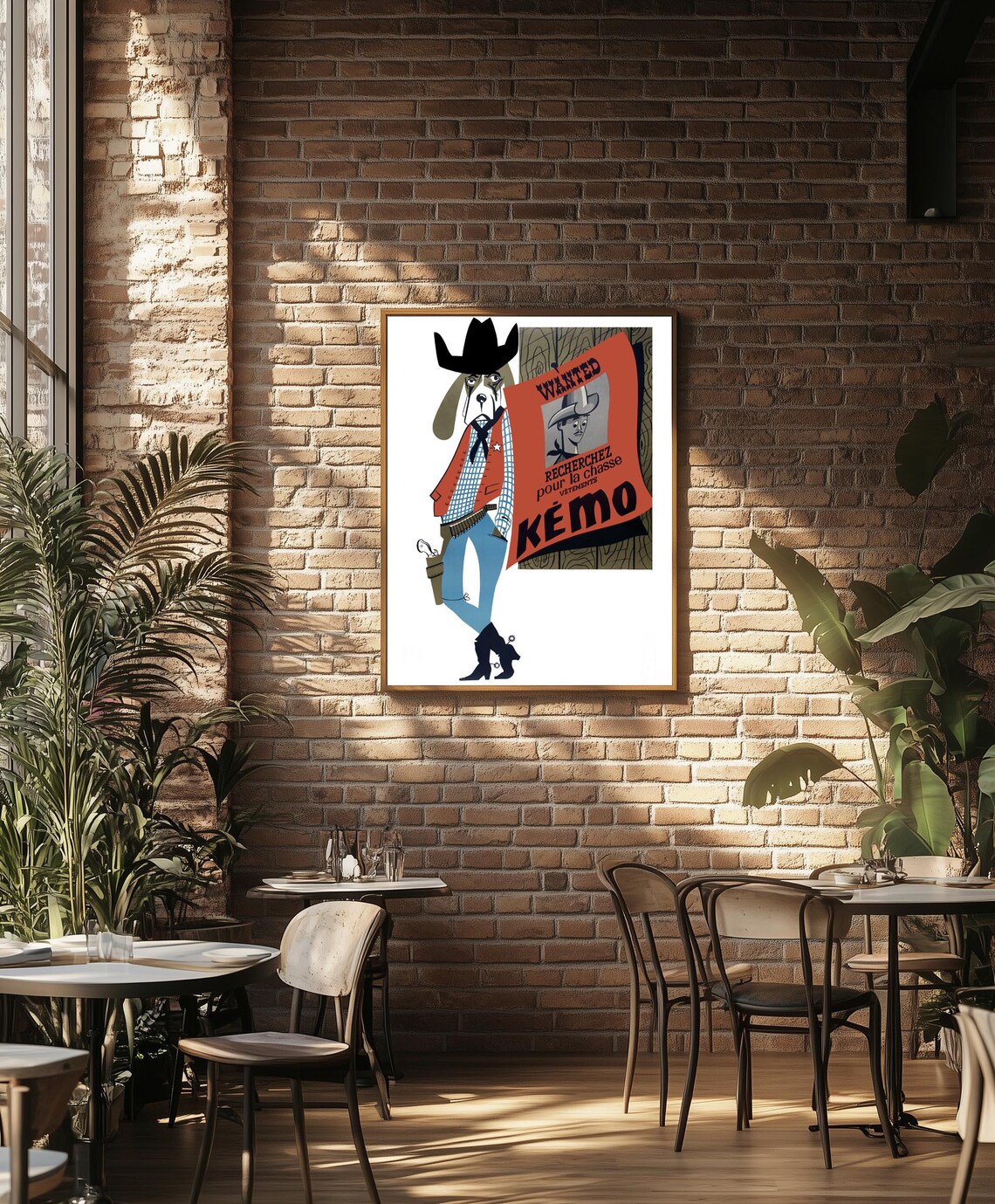 Vintage French Kemo Cowboy Dog Hunting Clothes Advertising Poster - Image 3