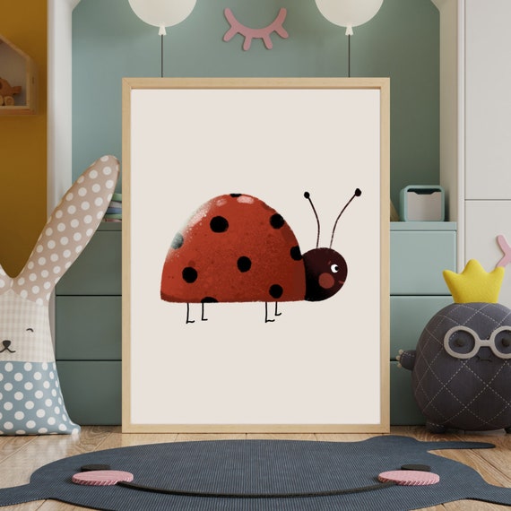 Ladybird Illustration Gender Neutral Kids Room Nursery Instant Download Insect Bugs Wall Art Child New Baby Gift