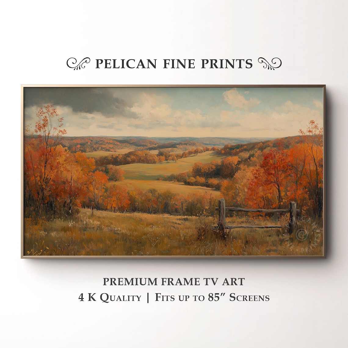 Rustic Fall Countryside Rolling Hills Oil Painting Autumn Poster