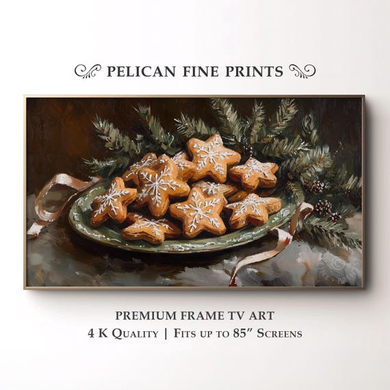 Christmas Cookies Frame Tv Art Festive Rustic Wall Cozy Winter Holiday Decor Tv52