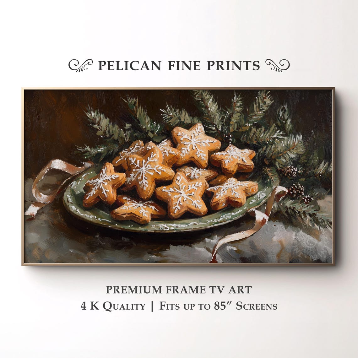 Christmas Cookies Frame Tv Art Festive Rustic Wall Cozy Winter Holiday Decor Tv52
