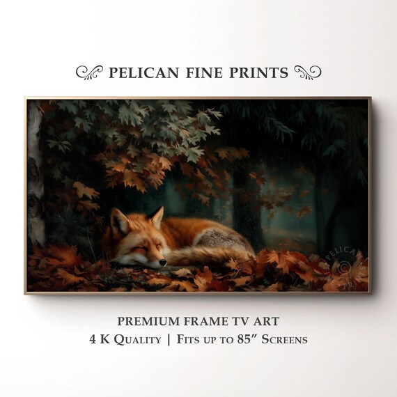 Red Fox In Autumn Leaves Frame Tv Art Cozy Rustic Wall Decor Vintage Style Serene Nature Scene Tv33