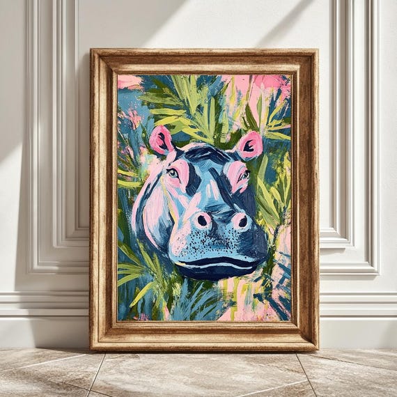 Matisse Inspired Hippo Art Print, Modern Decor