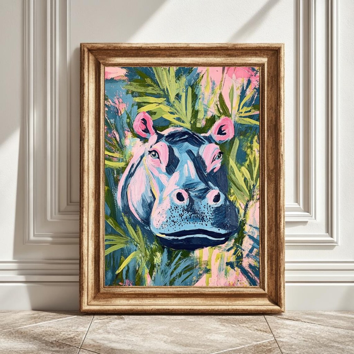 Matisse Inspired Hippo Art Print, Modern Decor
