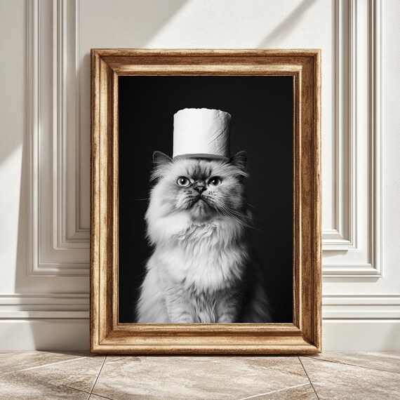 Cat Print, Funny Bathroom Decor, Cute Cat Lover Gift
