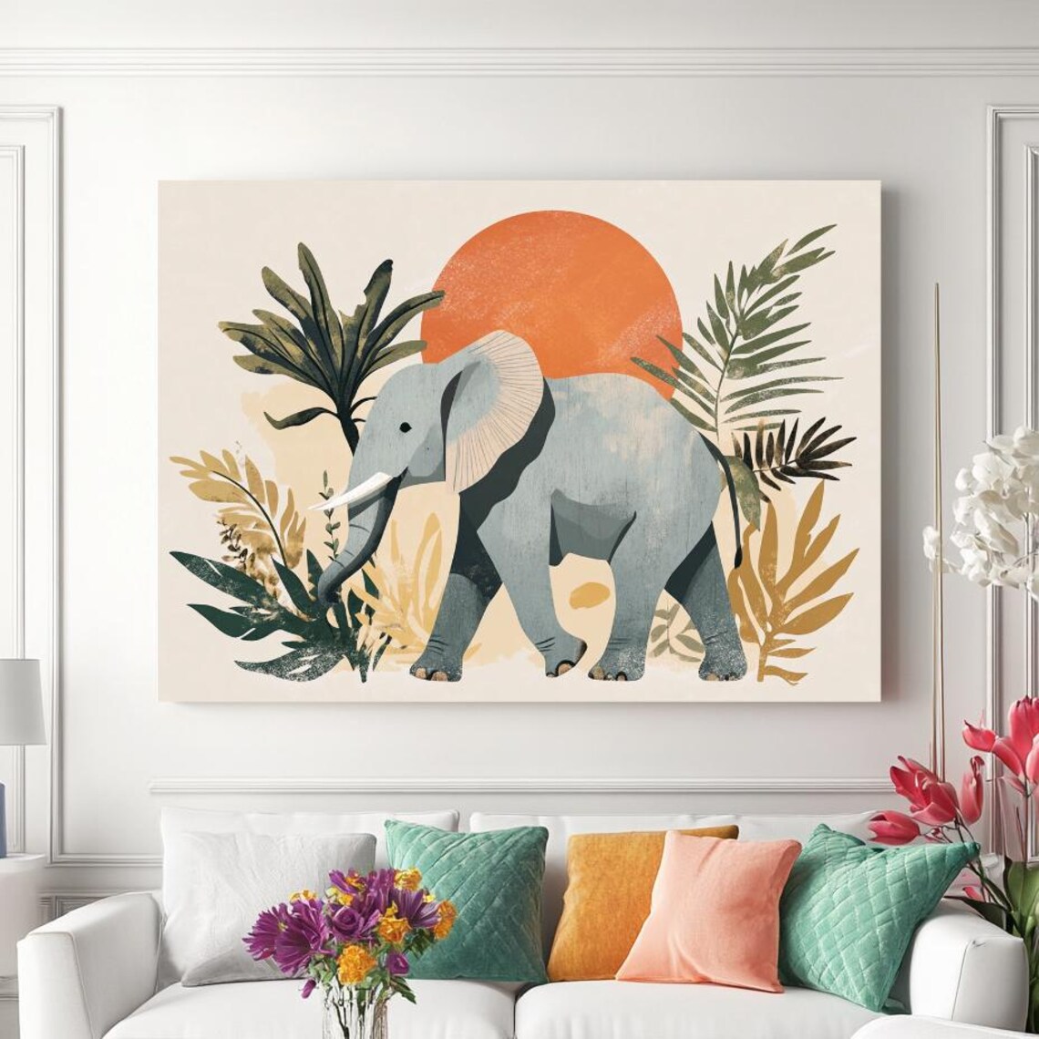 Minimalist Elephant Walking Art Print