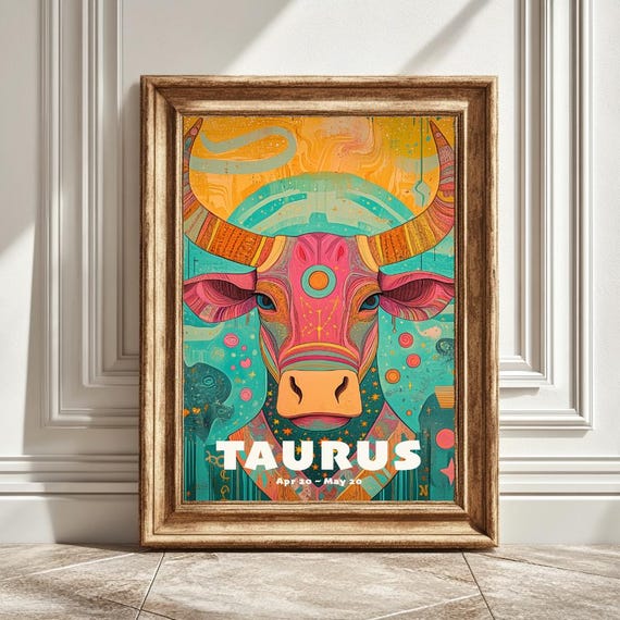Taurus Astrology Print, Funky Zodiac Horoscope