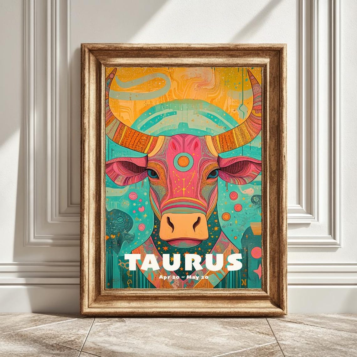 Taurus Astrology Print, Funky Zodiac Horoscope