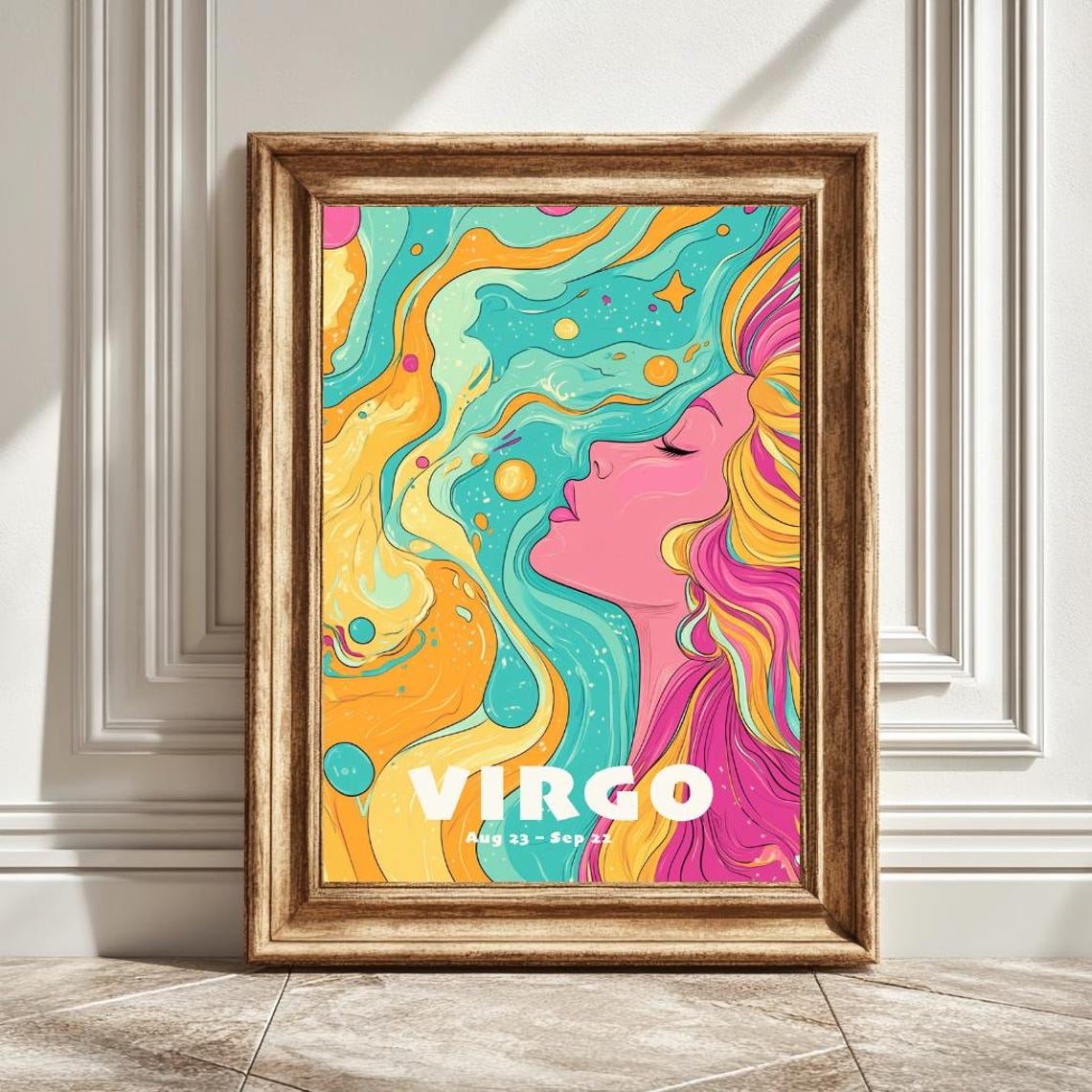 Funky Virgo Astrology Art Print, Horoscope Gift