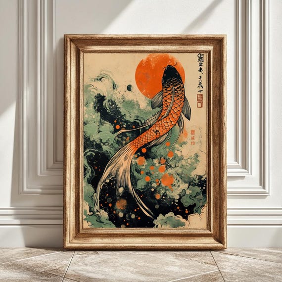 Koi Fish Japanese Artwork, Zen Art Print