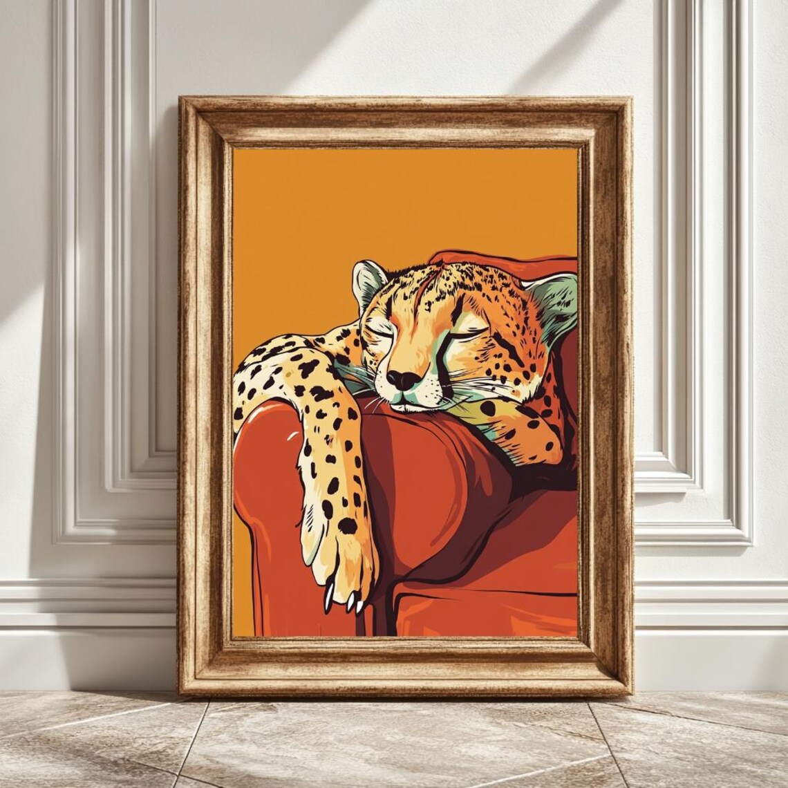 Sleeping Cheetah, Funky Wildlife Decor Poster