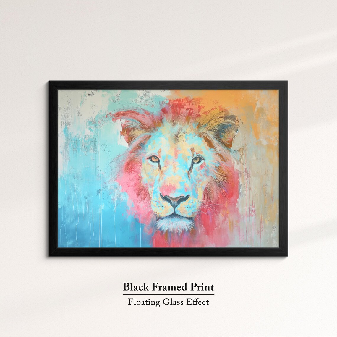 Lion Bold Pink Mane Turquoise Face Colorful Abstract Art Poster - Image 8