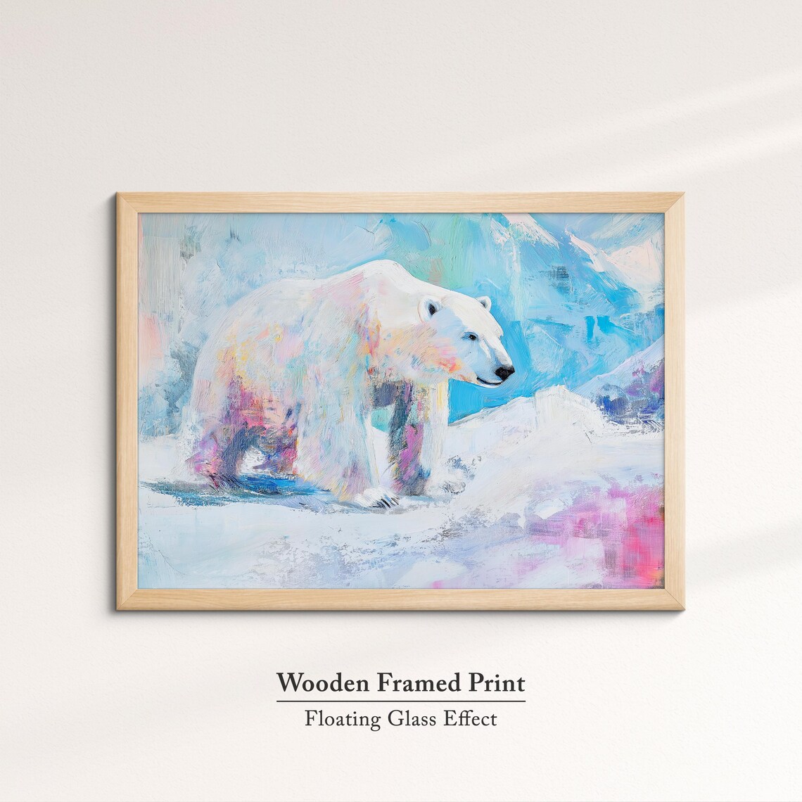 Polar Bear Walking Snow Pastel Abstract Arctic Wildlife Wall Art Poster - Image 6