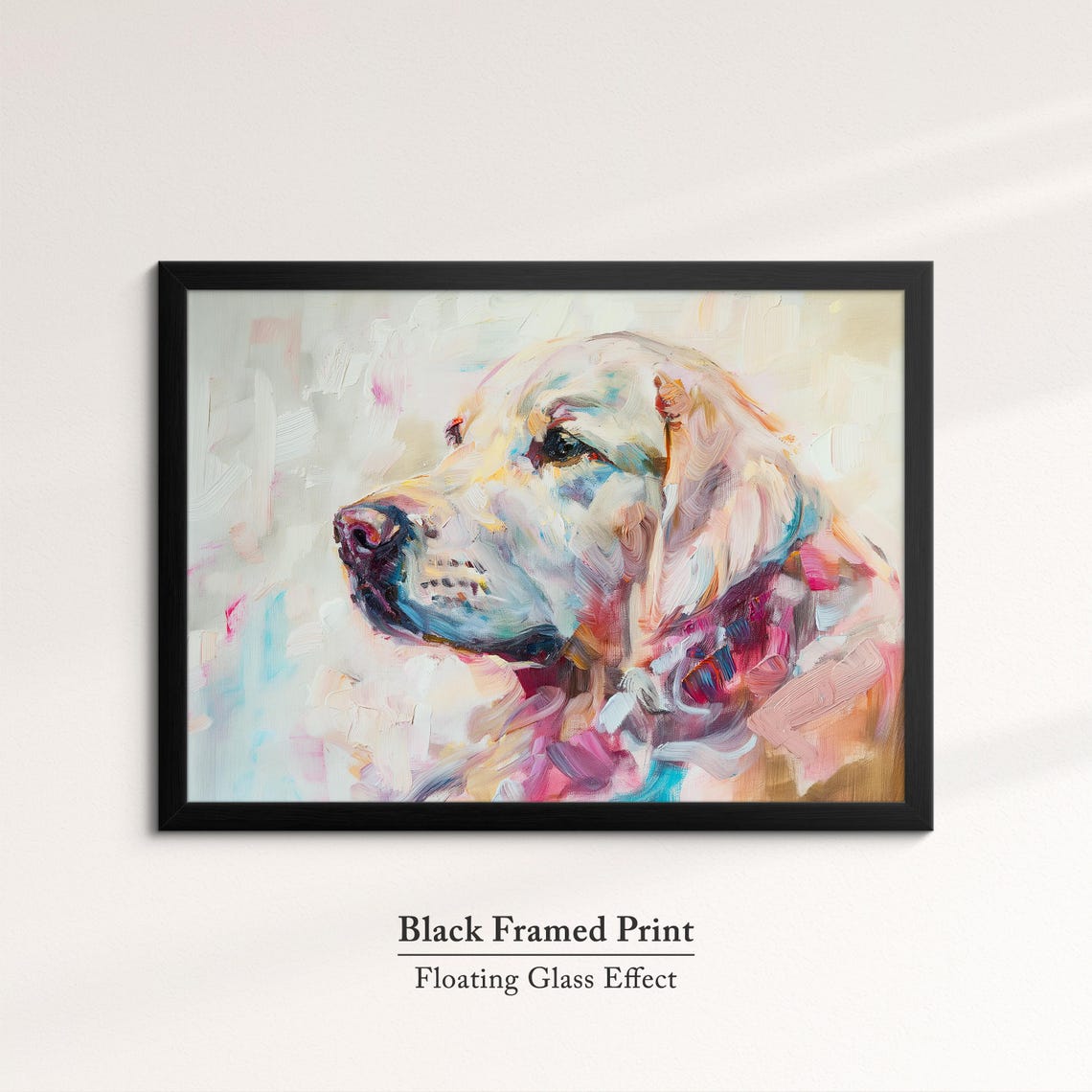 Golden Retriever Side Profile Pastel Pink Teal Abstract Dog Poster - Image 8