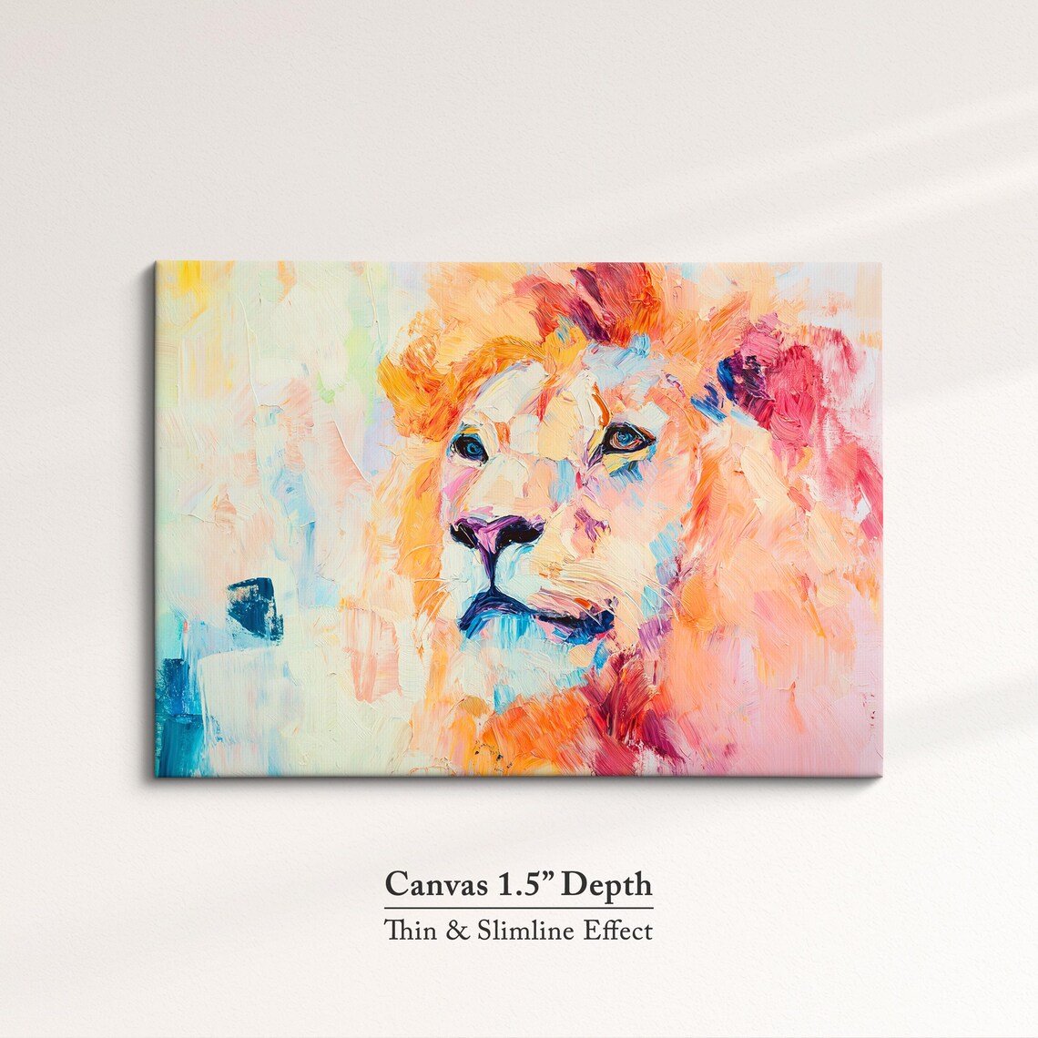 Lion Abstract Oil Painting Pastel Portrait Regal Wildlife Wall Art - Image 3