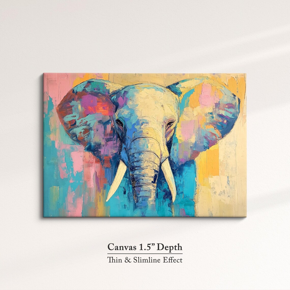 Elephant Front View Colorful Abstract Oil Painting Safari Wall Art Poster - Image 3