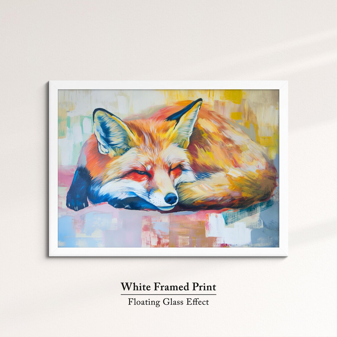 Sleeping Fox Colorful Abstract Oil Painting Vibrant Wildlife Poster - Image 7