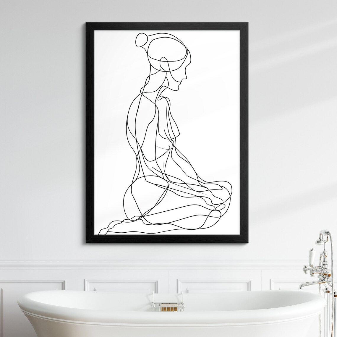 Elegant Woman Line Art Drawing Seated Female Figure Minimalist Wall Art Poster - Image 8