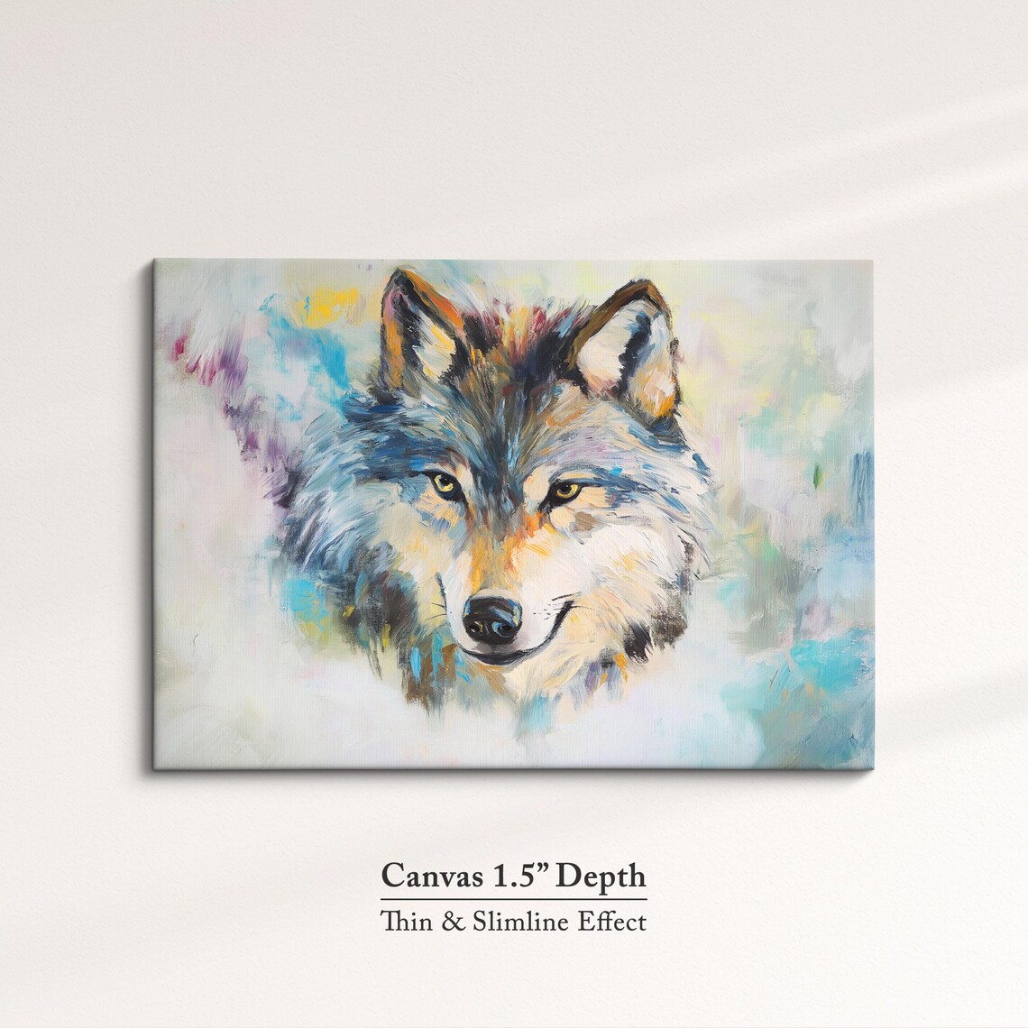Wolf Abstract Oil Painting Pastel Portrait Grey Wildlife Wall Art Poster - Image 3