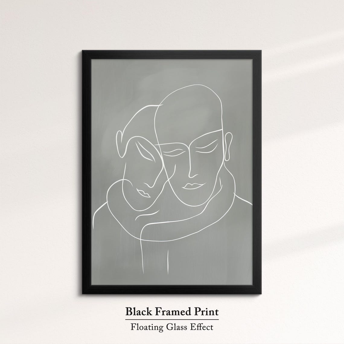 Embracing Couple Minimalist White Line Art Gray Modern Wall Art Poster - Image 8