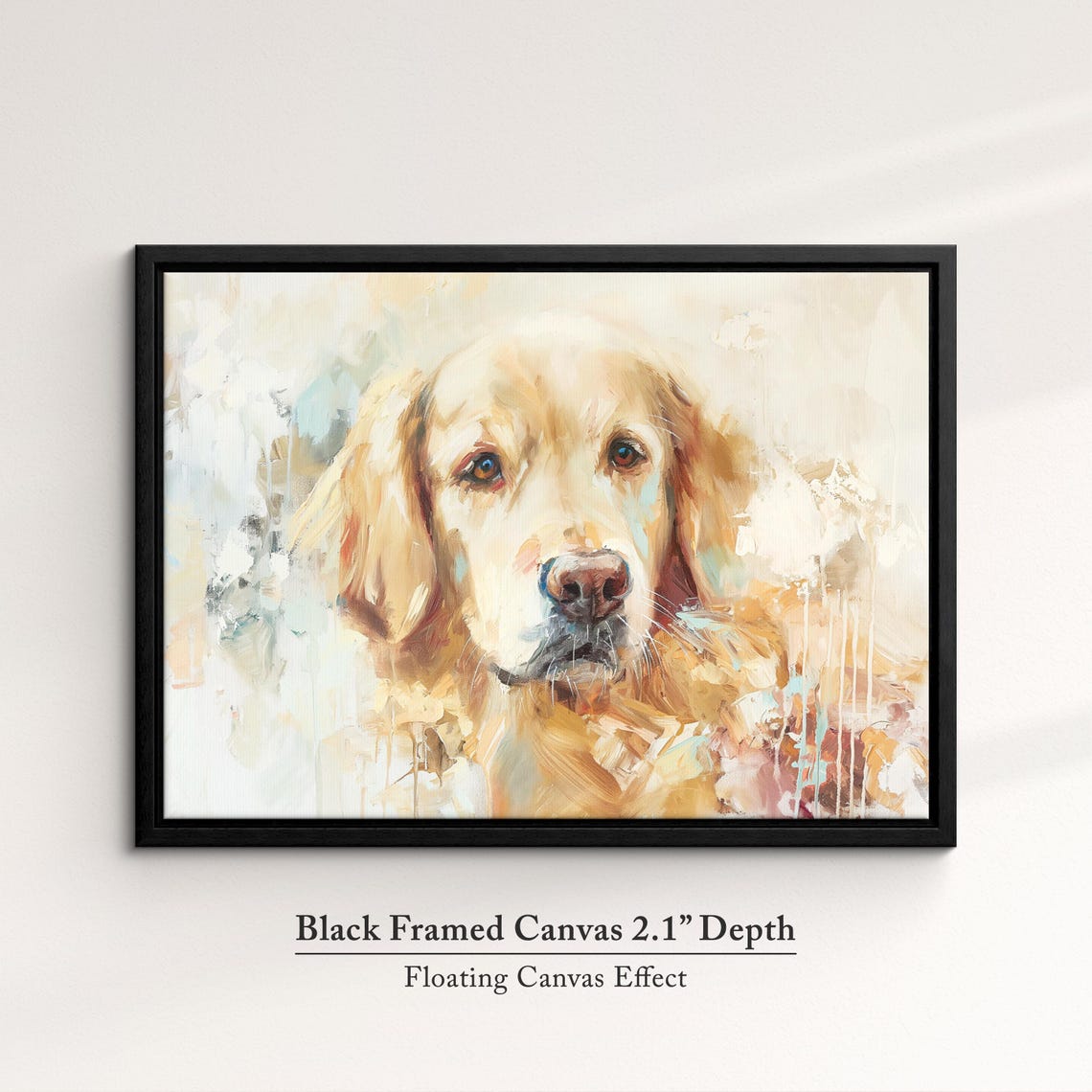 Golden Retriever Face Front Soft Neutral Abstract Oil Painting Poster - Image 2