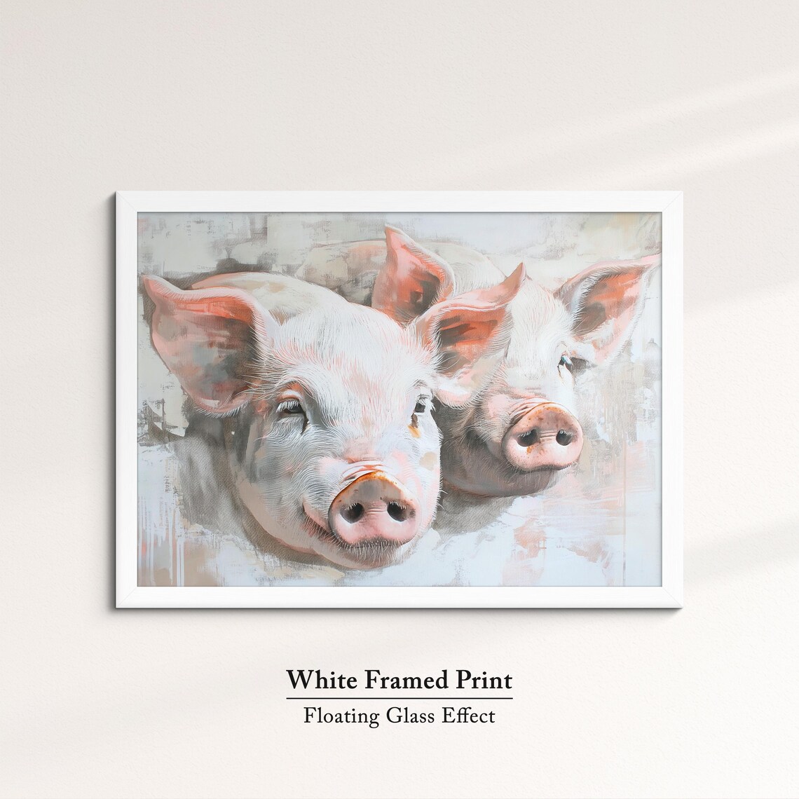 Two Cute Piglets Soft Pastel Portrait Playful Farm Animal Wall Art - Image 7