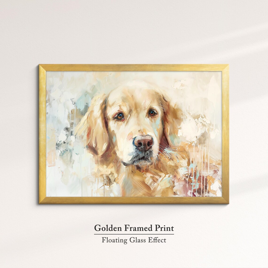 Golden Retriever Face Front Soft Neutral Abstract Oil Painting Poster - Image 5