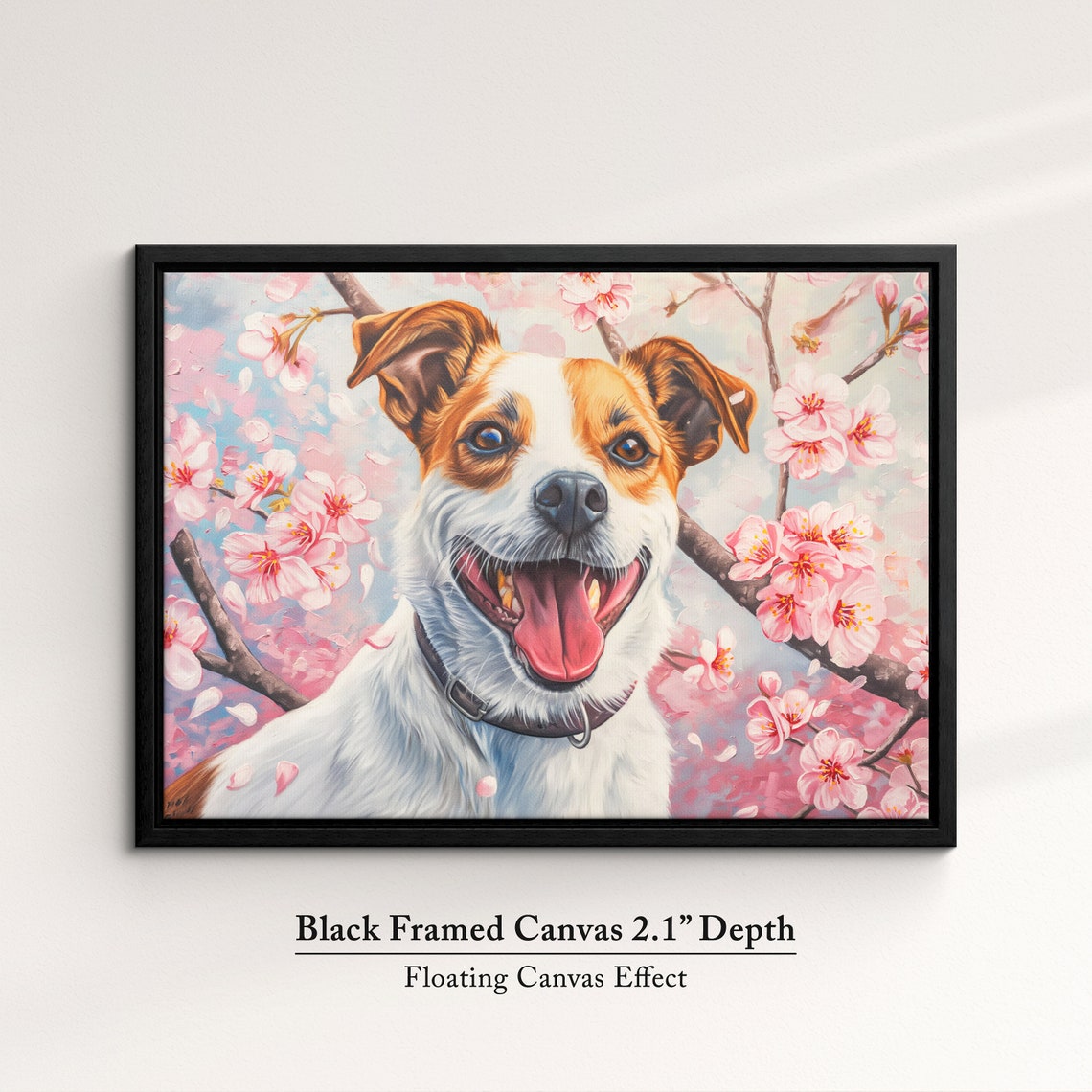 Happy Jack Russell Terrier In Cherry Blossoms Spring Dog Wall Poster - Image 2