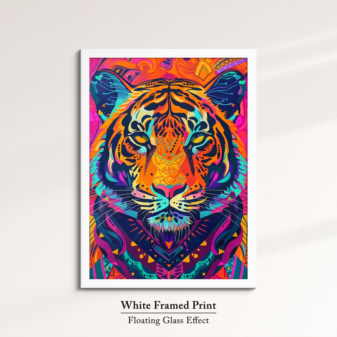 Tiger Symmetric Mandala Pop Art Face Vibrant Orange Teal Wildlife Poster - Image 7