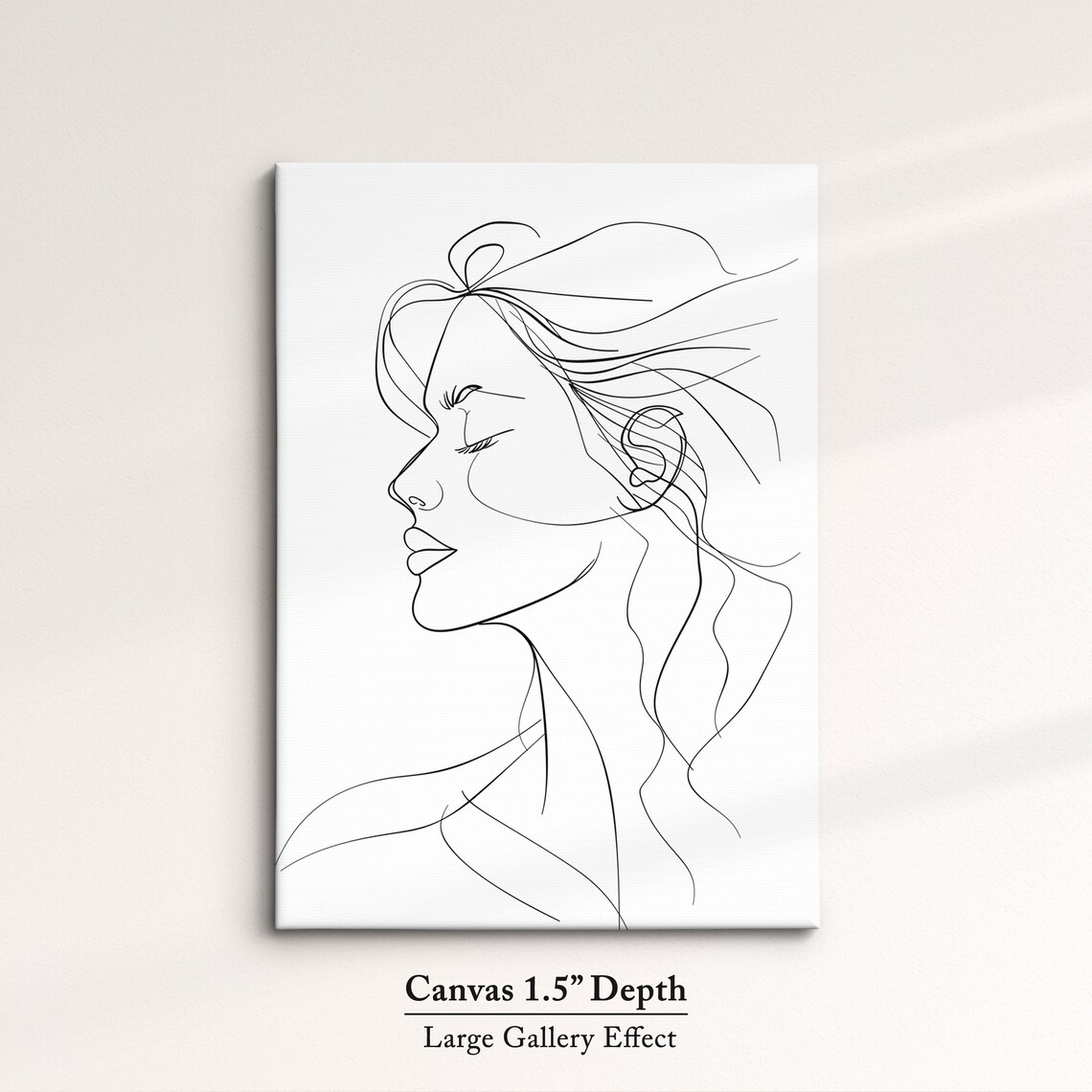Minimalist Woman Face Line Art Elegant Black Outline Drawing Wall Art - Image 3