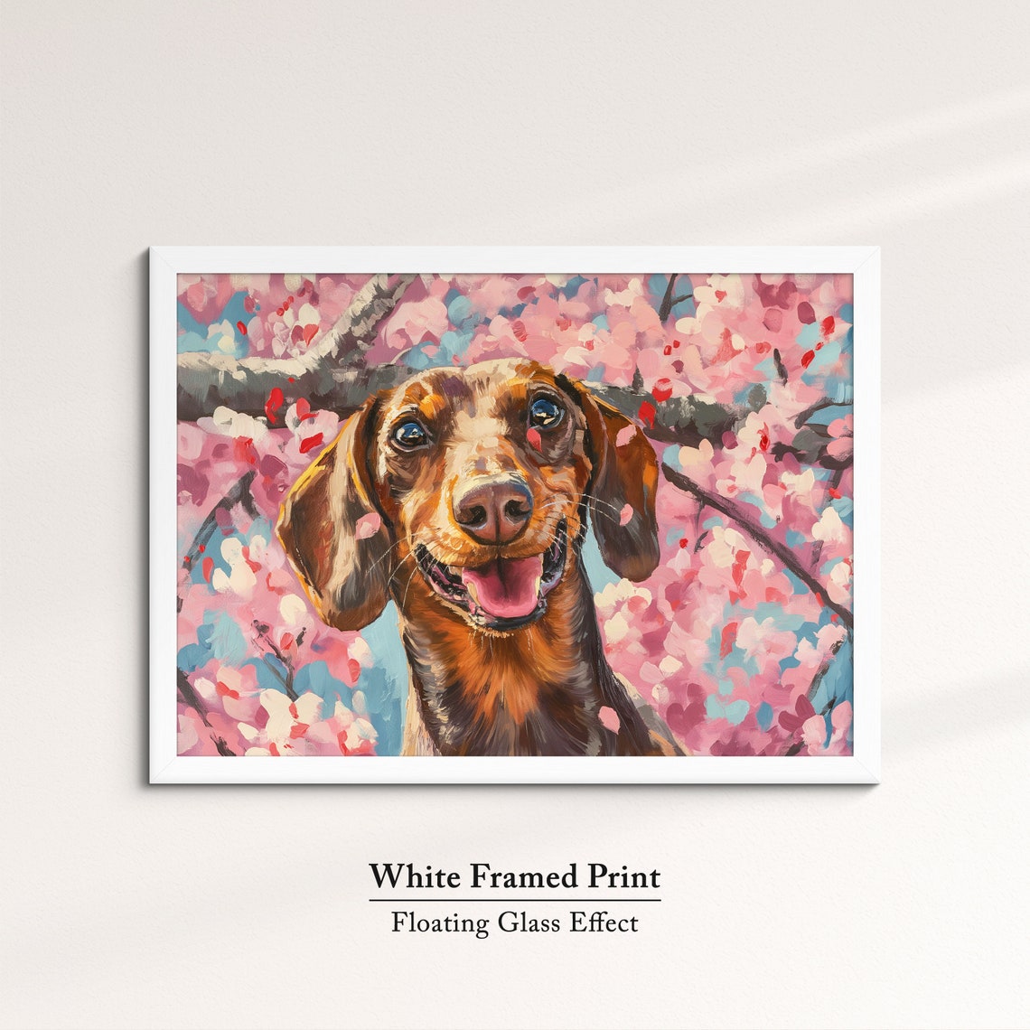 Happy Brown Dachshund Smiling In Cherry Blossom Joyful Pet Wall Poster - Image 7