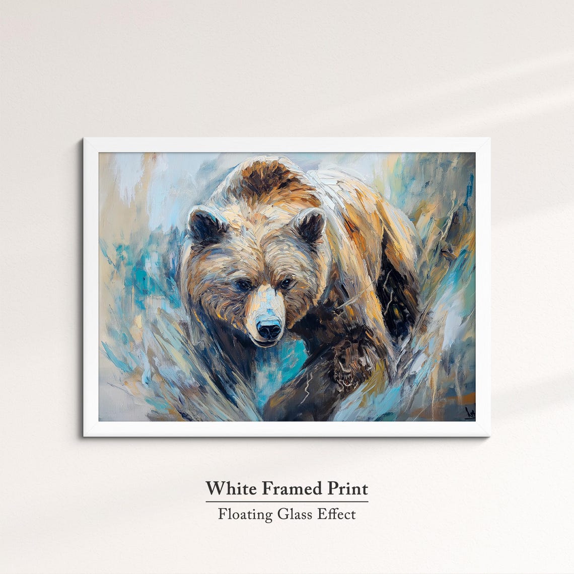Brown Bear Walking Powerful Wildlife Oil Painting Style Wall Art - Image 7
