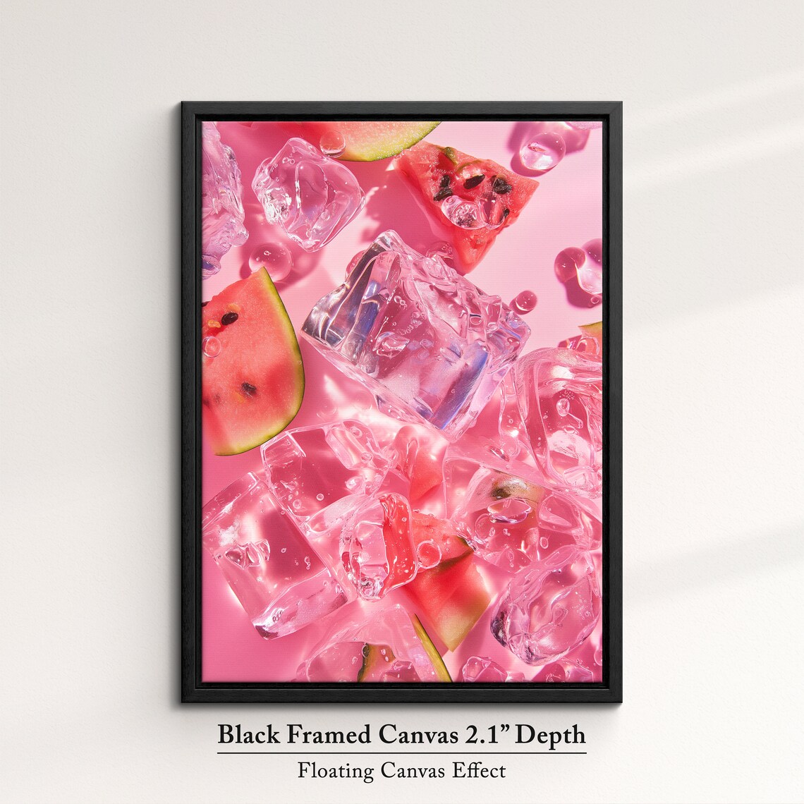 Refreshing Watermelon In Ice Art Cool Summer Wall Decor Framed Ready To Hang Perfect For Kitchen Or Dining Room Vibrant Fruit - Image 2