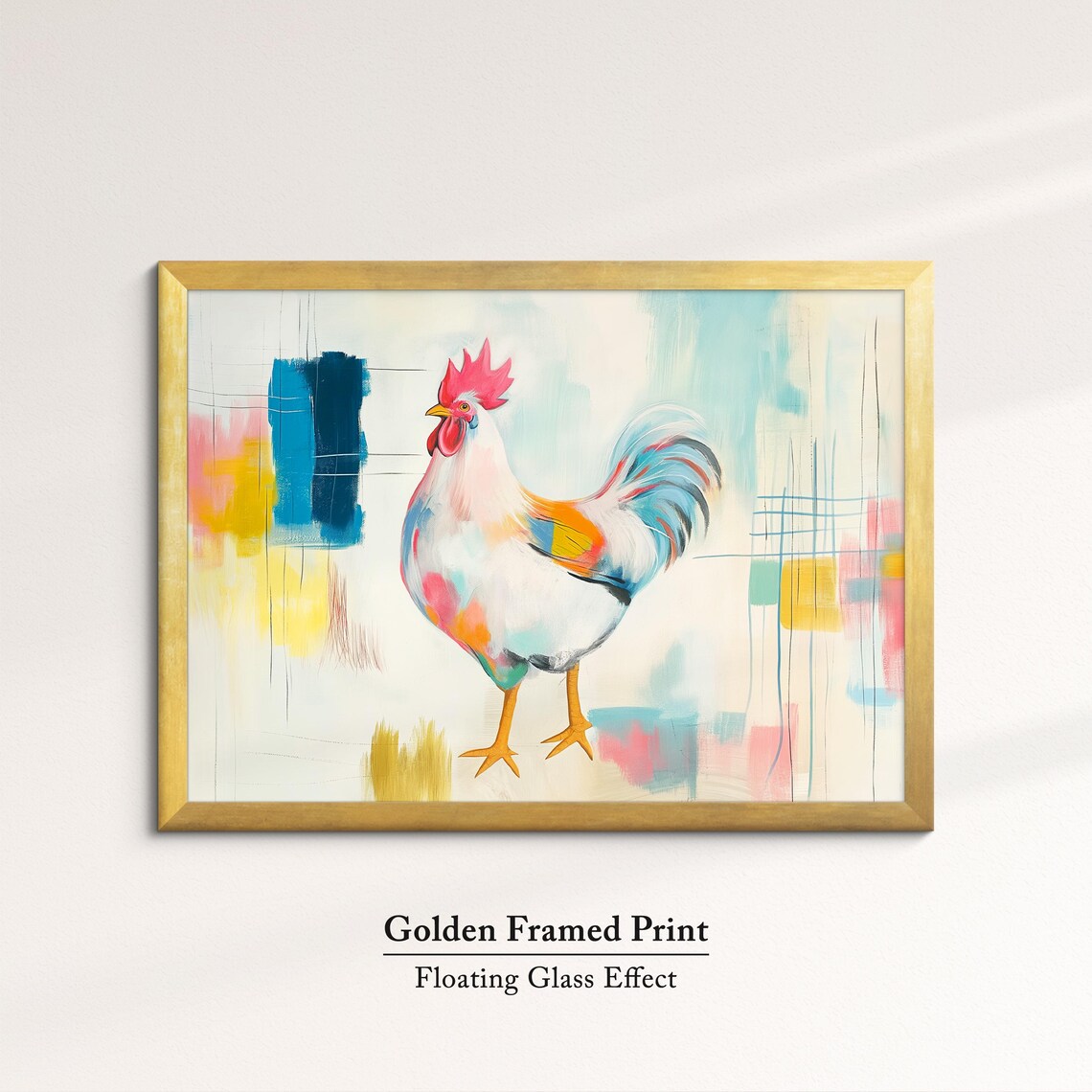 Rooster Colorful Pastel Abstract Oil Painting Farm Bird Wall Poster - Image 5
