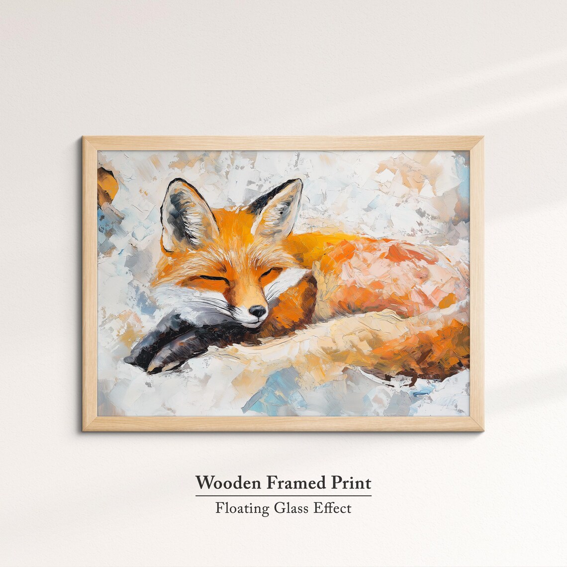 Sleeping Red Fox Abstract Oil Painting Cozy Wildlife Portrait Wall Art - Image 6