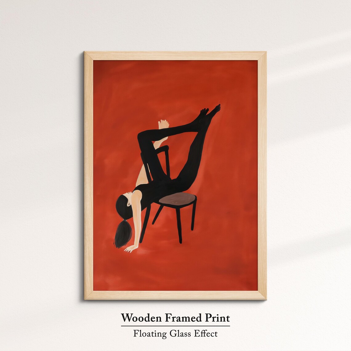 Woman Yoga Pose Chair Minimalist Burnt Orange Modern Figure Dance Art Poster - Image 6