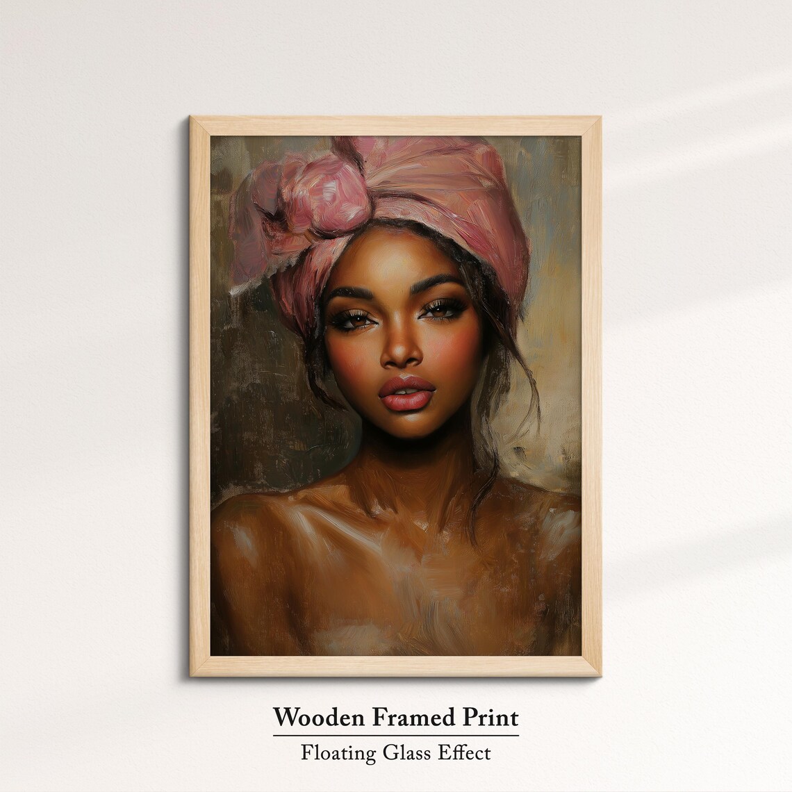Serene Woman Portrait Art Elegant African Beauty Bohemian Wall Decor Rustic Home Art Print Neutral Tones Woman Oil Painting - Image 6