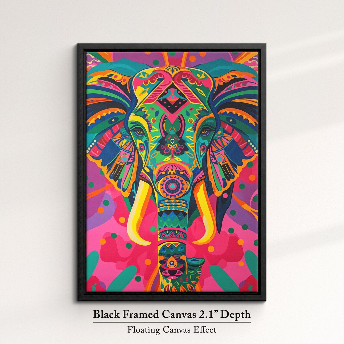 Elephant Mandala Ornamental Psychedelic Pink Purple Vibrant Art Poster - Image 2