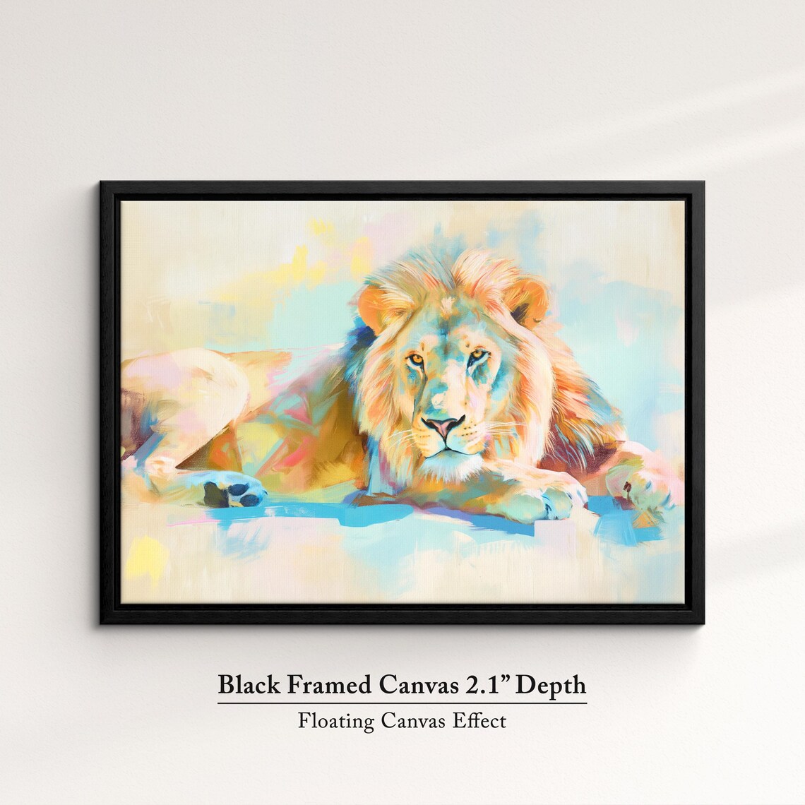 Lion Resting Pastel Watercolor Full Body Abstract Wildlife Art Poster - Image 2