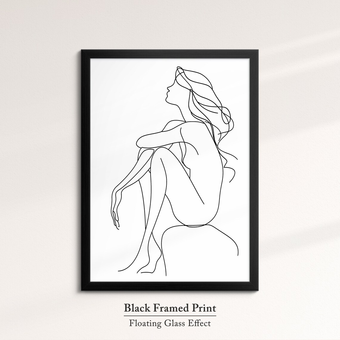 Seated Woman With Long Hair Continuous Line Art Drawing Minimalist Poster - Image 8