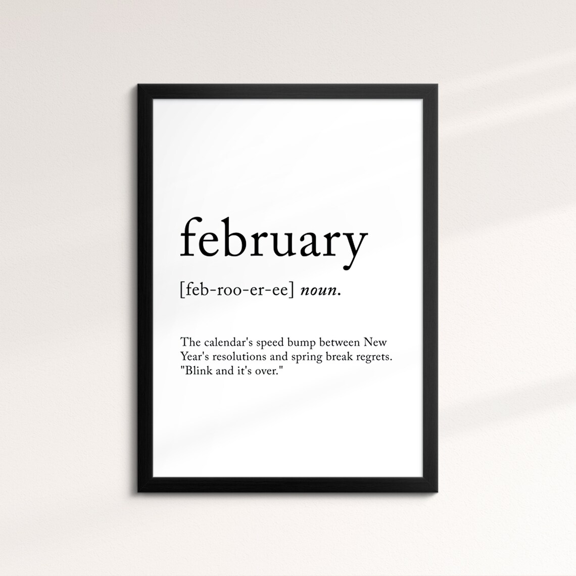 February Minimalist Definition Quote Word Art Framed Print Framed Female Wall Art Lady Poster Feminine Home Decor Gifts For Her