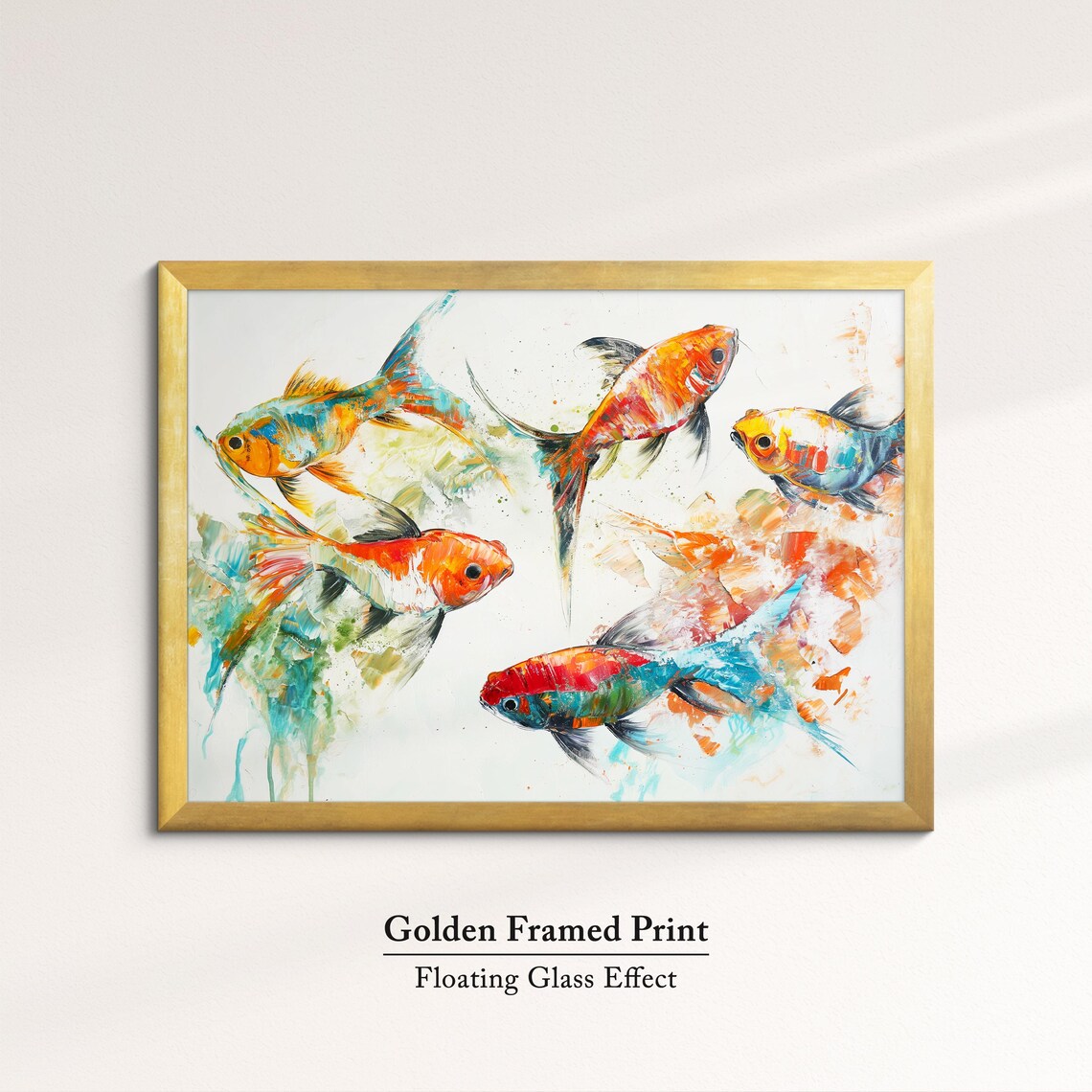 Vibrant Goldfish Orange Turquoise Watercolor Underwater Art Poster - Image 5