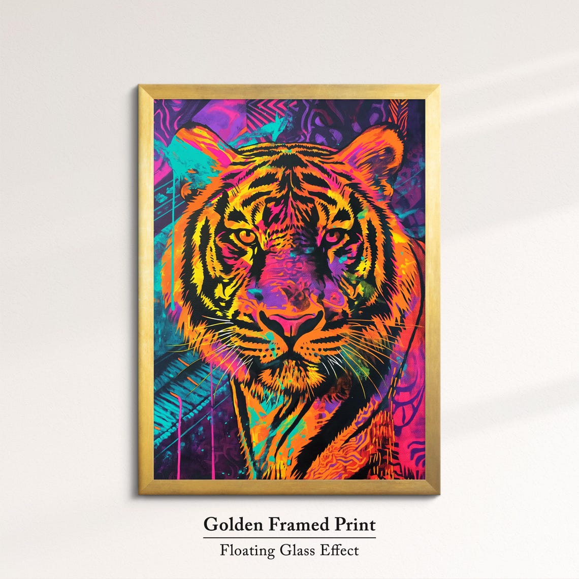 Tiger Neon Psychedelic Face Close Up Vibrant Wild Big Cat Art Poster - Image 5